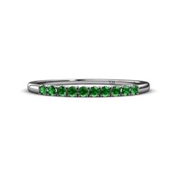 Emlynn Green Garnet Stone Wedding Band French Set Green Garnet Stone Womens Wedding Band Stackable ctw K White Gold