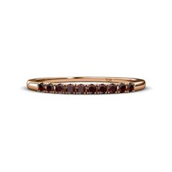 Emlynn Red Garnet Stone Wedding Band French Set Red Garnet Stone Womens Wedding Band Stackable ctw K Rose Gold