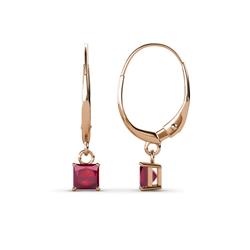 Qiana Ruby Solitaire Dangling Earrings Princess Cut Ruby Four Prong Womens Solitaire Drop and Dangle Earrings ctw K Rose Gold