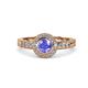 4 - Meir Tanzanite and Diamond Halo Engagement Ring 
