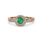 4 - Meir Emerald and Diamond Halo Engagement Ring 