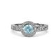 4 - Meir Aquamarine and Diamond Halo Engagement Ring 