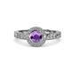 4 - Meir Amethyst and Diamond Halo Engagement Ring 