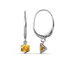 Calla Citrine Solitaire Dangling Earrings Citrine ctw Six Prong Womens Solitaire Drop and Dangle Earrings K White Gold