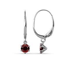Calla Red Garnet Solitaire Dangling Earrings Red Garnet ctw Six Prong Womens Solitaire Drop and Dangle Earrings K White Gold