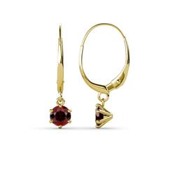 Calla Red Garnet Solitaire Dangling Earrings Red Garnet ctw Six Prong Womens Solitaire Drop and Dangle Earrings K Yellow Gold