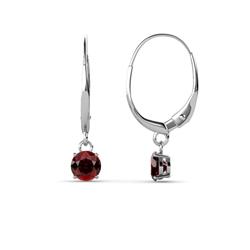 Grania Red Garnet Solitaire Dangling Earrings Red Garnet ctw Four Prong Womens Solitaire Drop and Dangle Earrings K White Gold