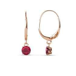 Grania Ruby Solitaire Dangling Earrings Ruby ctw Four Prong Womens Solitaire Drop and Dangle Earrings K Rose Gold