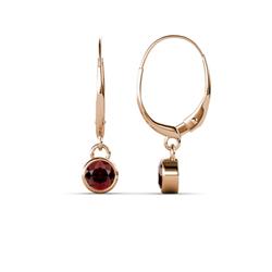 Cara Red Garnet Solitaire Dangling Earrings Red Garnet ctw Bezel Set Womens Solitaire Drop and Dangle Earrings K Rose Gold