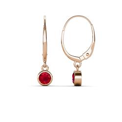 Cara Ruby Solitaire Dangling Earrings Ruby ctw Bezel Set Womens Solitaire Drop and Dangle Earrings K Rose Gold