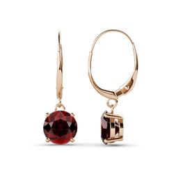 Grania Red Garnet Solitaire Dangling Earrings Red Garnet ctw Four Prong Womens Solitaire Drop and Dangle Earrings K Rose Gold