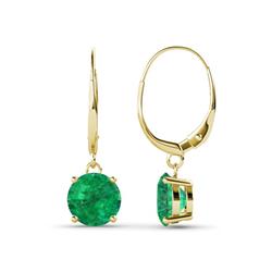 Grania Emerald Solitaire Dangling Earrings Emerald ctw Four Prong Womens Solitaire Drop and Dangle Earrings K Yellow Gold