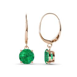 Grania Emerald Solitaire Dangling Earrings Emerald ctw Four Prong Womens Solitaire Drop and Dangle Earrings K Rose Gold