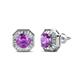 1 - Kaia Amethyst and Diamond Halo Stud Earrings 