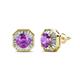 1 - Kaia Amethyst and Diamond Halo Stud Earrings 