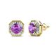 1 - Kaia Amethyst and Diamond Halo Stud Earrings 