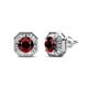 1 - Kaia Red Garnet and Diamond Halo Stud Earrings 