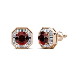 Kaia Red Garnet and Diamond Halo Stud Earrings Red Garnet and Diamond Halo Stud Earrings ctw in K Rose Gold