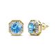 1 - Kaia Blue Topaz and Diamond Halo Stud Earrings 