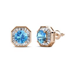Kaia Blue Topaz and Diamond Halo Stud Earrings Blue Topaz and Diamond Halo Stud Earrings ctw in K Rose Gold