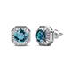 1 - Kaia London Blue Topaz and Diamond Halo Stud Earrings 