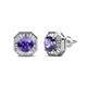 1 - Kaia Iolite and Diamond Halo Stud Earrings 