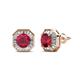1 - Kaia Ruby and Diamond Halo Stud Earrings 