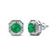 1 - Kaia Emerald and Diamond Halo Stud Earrings 