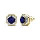 1 - Kaia Blue Sapphire and Diamond Halo Stud Earrings 