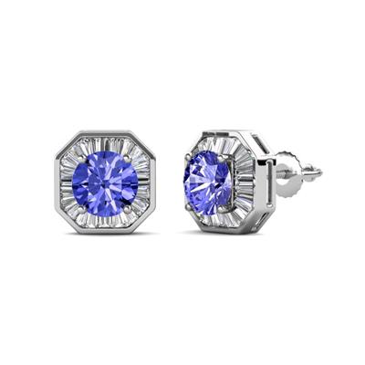 Kaia Tanzanite and Diamond Halo Stud Earrings