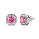 1 - Kaia Pink Tourmaline and Diamond Halo Stud Earrings 