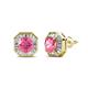 1 - Kaia Pink Tourmaline and Diamond Halo Stud Earrings 