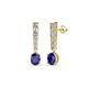 1 - Zera Oval Shape 6x4 mm Blue Sapphire and Diamond Journey Dangling Earrings 