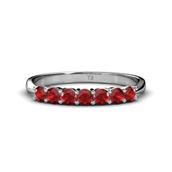 Reina Red Garnet Stone Wedding Band Red Garnet Stone Womens Wedding Band Stackable ctw Platinum