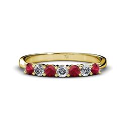 Reina Ruby and Diamond Stone Wedding Band Ruby and Diamond Stone Womens Wedding Band Stackable ctw K Yellow Gold