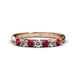 Reina Ruby and Diamond Stone Wedding Band Ruby and Diamond Stone Womens Wedding Band Stackable ctw K Rose Gold