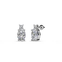 Ailey Diamond Two Stone Stud Earrings x Oval Cut Diamond Two Stone Stud Earrings ctw in K White Gold