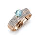 3 - Aurum Aquamarine and Diamond Double Row Bridal Set Ring 