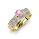 3 - Aurum Pink Tourmaline and Diamond Double Row Bridal Set Ring 