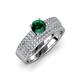 3 - Aurum Emerald and Diamond Double Row Bridal Set Ring 