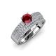 3 - Aurum Ruby and Diamond Double Row Bridal Set Ring 