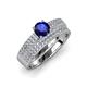 3 - Aurum Blue Sapphire and Diamond Double Row Bridal Set Ring 