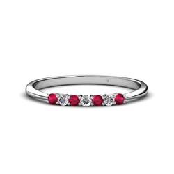 Reina Ruby and Diamond Stone Wedding Band Ruby and Diamond Stone Womens Wedding Band Stackable ctw K White Gold