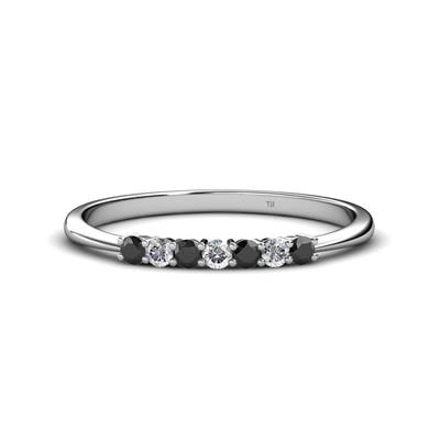 Reina Black and White Diamond Stone Wedding Band