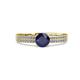 1 - Aurum Blue Sapphire and Diamond Double Row Bridal Set Ring 