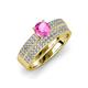 1 - Aurum 1.65 ctw Pink Sapphire Accented Natural Diamonds Double Row Bridal Set Ring  