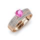 1 - Aurum 1.65 ctw Pink Sapphire Accented Natural Diamonds Double Row Bridal Set Ring  