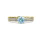 1 - Aurum 1.57 ctw Aquamarine Accented Natural Diamonds Double Row Bridal Set Ring  