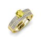 1 - Aurum 1.65 ctw Yellow Sapphire Accented Natural Diamonds Double Row Bridal Set Ring  