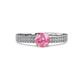 1 - Aurum 1.57 ctw Pink Tourmaline Accented Natural Diamonds Double Row Bridal Set Ring  